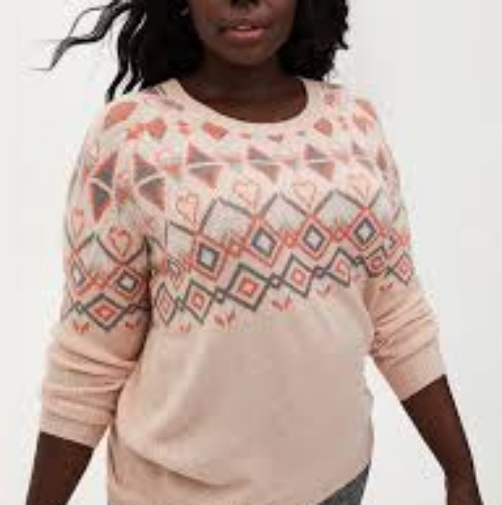 Torrid size 3 peach fair isle sweater